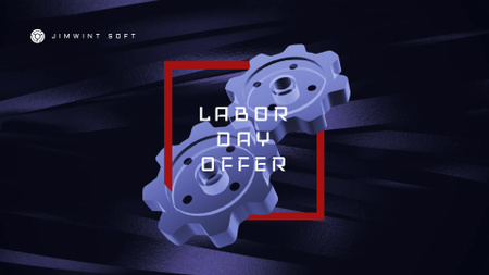 Designvorlage Labor Day Offer Blue Cogwheels Mechanism für Full HD video