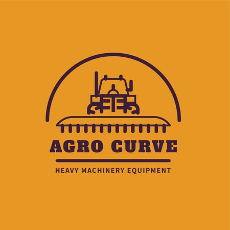 Heavy Machinery with Harvester Working in Field Logo Design Template