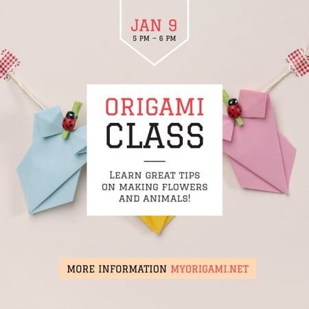 Origami Classes Invitation Paper Garland Instagram AD Tasarım Şablonu