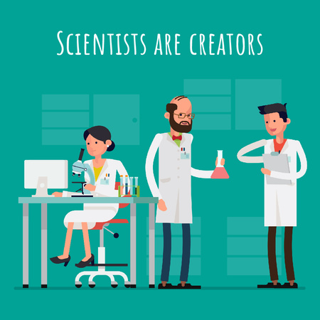 Team of scientists in laboratory Animated Post Design Template