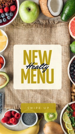 Healthy Menu Ad with Fresh Fruits Instagram Story Design Template