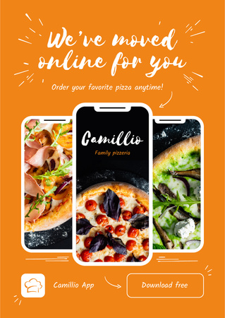 Modèle de visuel Online Pizza App Offer - Poster