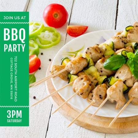 Modèle de visuel Poulet grillé BBQ Party sur brochettes - Instagram AD