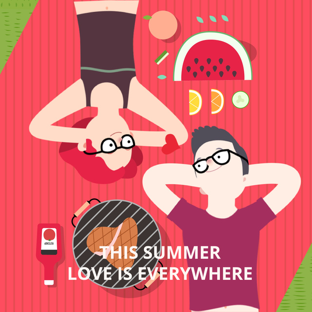 Couple in love lying on picnic blanket Animated Post Design Template