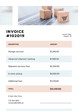 Shipment company services Cost Invoice Tasarım Şablonu