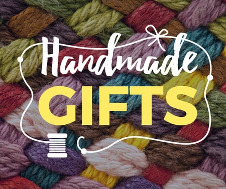 Handmade gifts offer on knitted piece Facebook Design Template