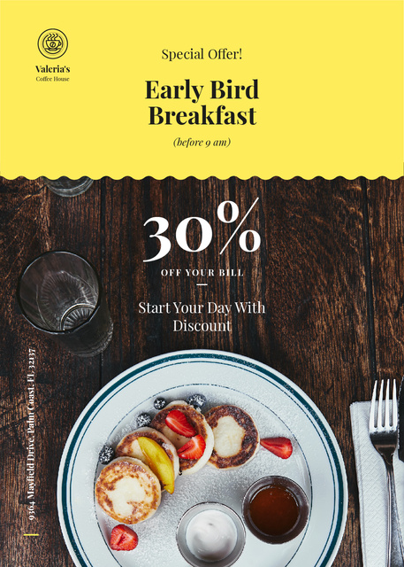 Offer Discounts on Appetizing Breakfasts Invitation Modelo de Design