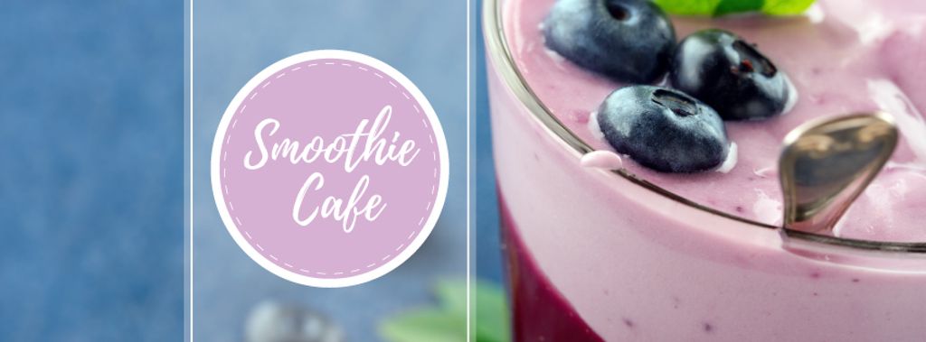 Smoothie Cafe Advertisement Blueberries Drink Facebook cover Design Template