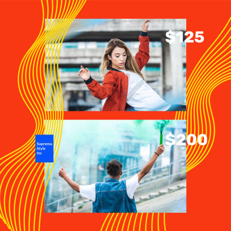 Fashion Ad with Stylish Couple in city Instagram Design Template