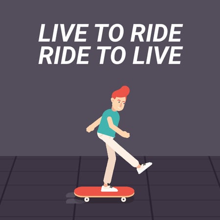 Modèle de visuel Inspirational Quote with Skater Riding on Street - Animated Post