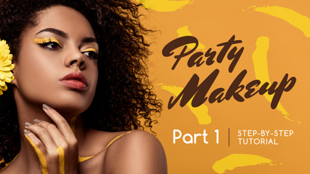 Party Makeup Idea Woman with Yellow Makeup Youtube Thumbnail Design Template