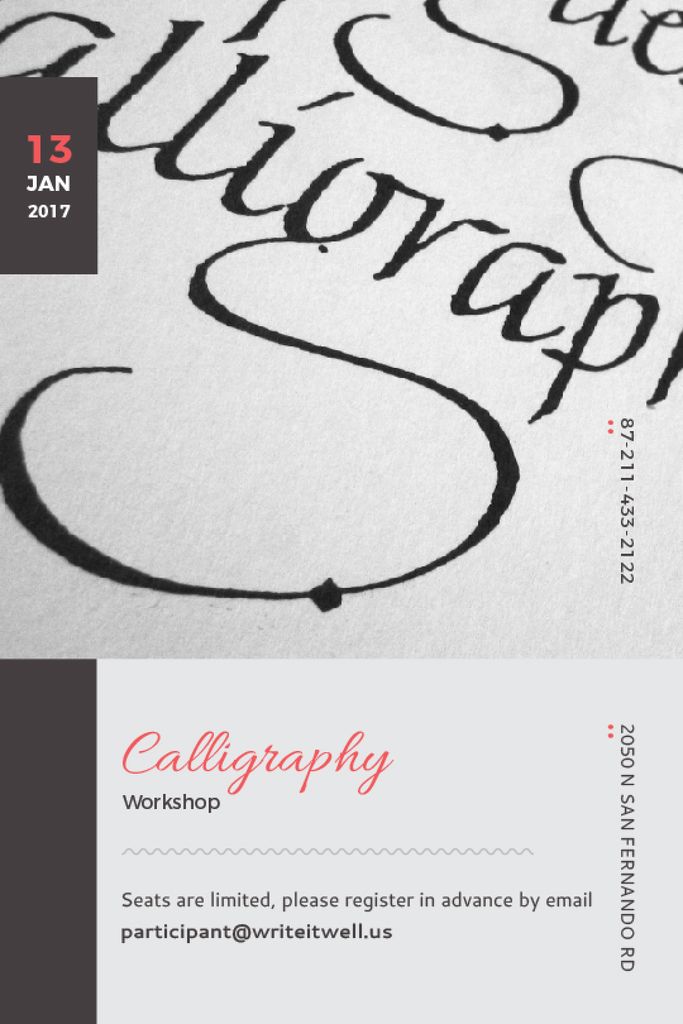 Calligraphy Workshop Announcement Decorative Letters Tumblr – шаблон для дизайна