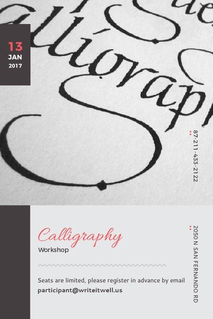 Plantilla de diseño de Calligraphy Workshop Announcement Decorative Letters Tumblr 