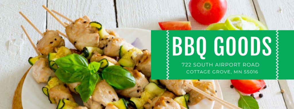 BBQ Food Offer with Grilled Chicken on Skewers Facebook cover Design Template