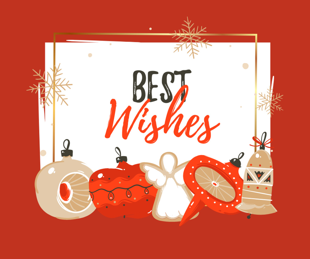 Ontwerpsjabloon van Facebook van Best Wishes and Christmas decor