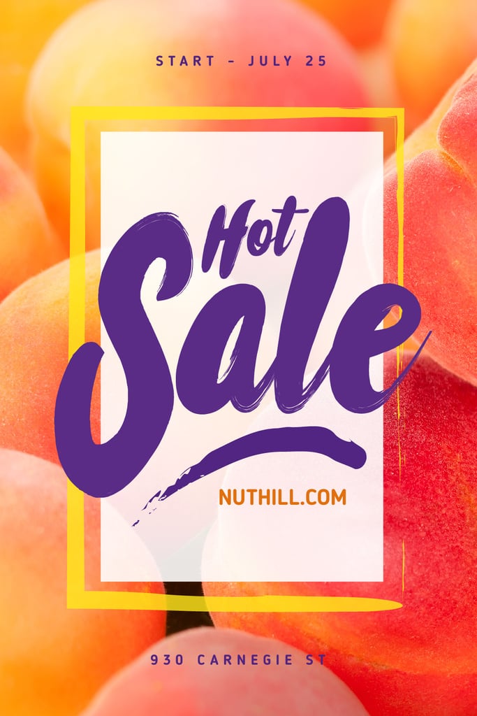 Grocery Sale with Ripe Raw Peaches Tumblr Πρότυπο σχεδίασης