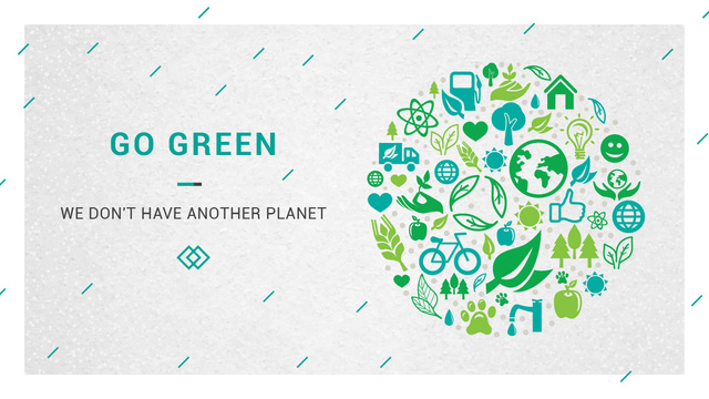 Ontwerpsjabloon van Title van Ecology Concept with green Nature icons