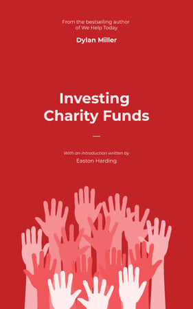 Investments in the Charitable Foundation with Hands Raised in Air in Red Book Cover Tasarım Şablonu