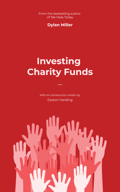 Charity Fund Hands Raised in the Air in Red Book Cover Tasarım Şablonu