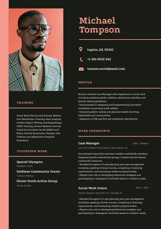 Template di design Social worker skills and experience Resume