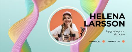 Beauty Blog Ad with Smiling Girl Twitch Profile Banner Design Template