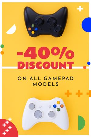 Video Games Ad Gamepads on Yellow Tumblr Design Template