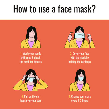 Coronavirus safety rules with Woman wearing Mask Instagram Design Template