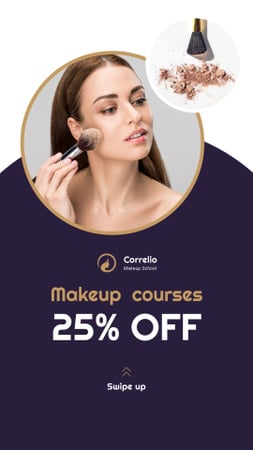 Makeup Courses Annoucement with Woman applying makeup Instagram Story Modelo de Design