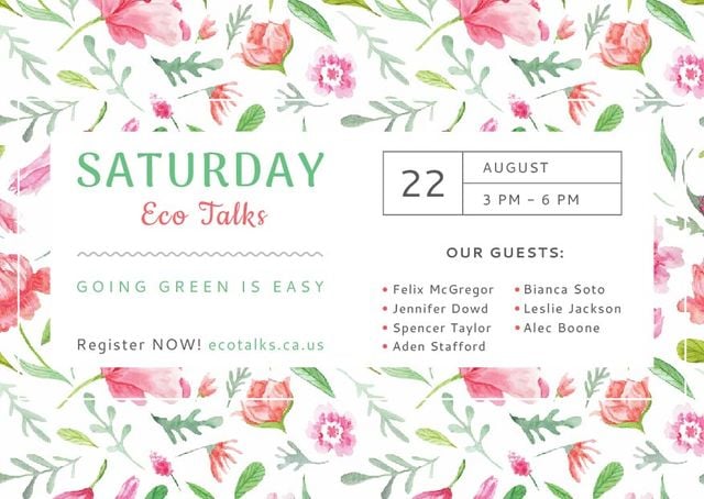 Saturday eco talks in Floral Frame Postcard Design Template