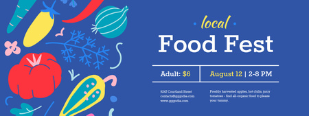 Local Food Fest with Vegetables illustration Ticket – шаблон для дизайну