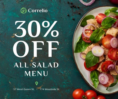 Salad menu offer with fresh vegetables Facebook Design Template
