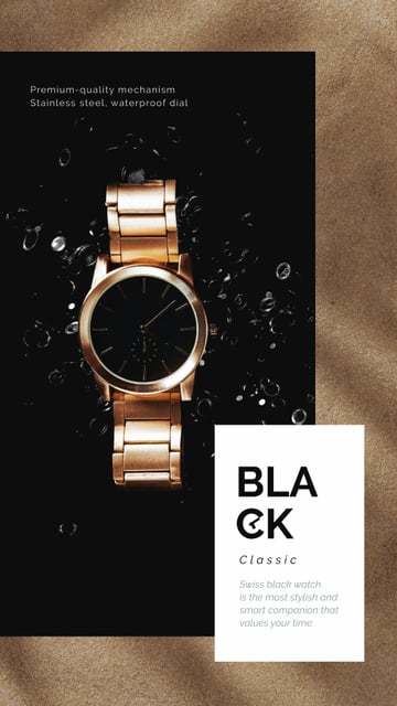 Szablon projektu Luxury Accessories Ad with Golden Watch Instagram Video Story