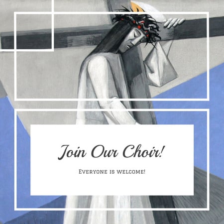 Church Choir Invitation with Christian Cross Instagram AD Tasarım Şablonu