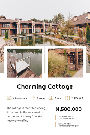 Plantilla de diseño de Real Estate Ad with Pool by House Pinterest 