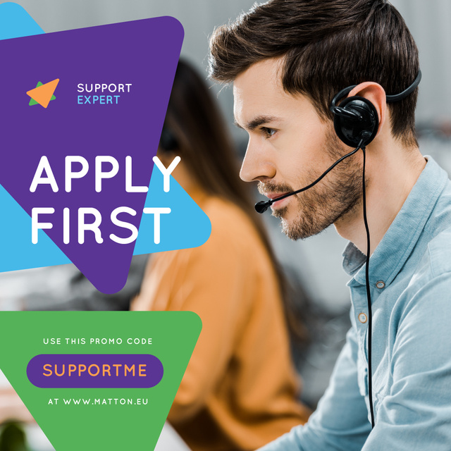Customers Support Consultant in Headset Instagram AD – шаблон для дизайна