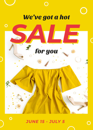 Clothes Sale Stylish Female Outfit in Yellow Flayer Modelo de Design