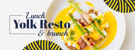 Eggs Benedict dish with asparagus Facebook cover Design Template