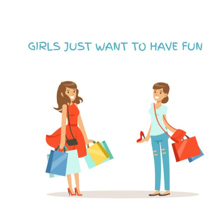 Cheerful girls with shopping bags Animated Post tervezősablon