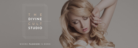 Fashion Studio Ad Blonde Woman in Casual Clothes Tumblr Design Template