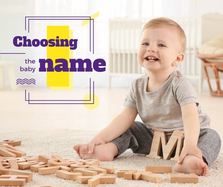 Child playing with letters Facebook Design Template