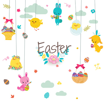 Cute animals as Easter decorations Animated Post tervezősablon