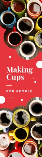 Ontwerpsjabloon van Skyscraper van Cafe Promotion with Cups with Hot Coffee
