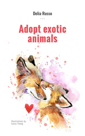 Animals Adoption Fox with Its Cub Book Coverデザインテンプレート