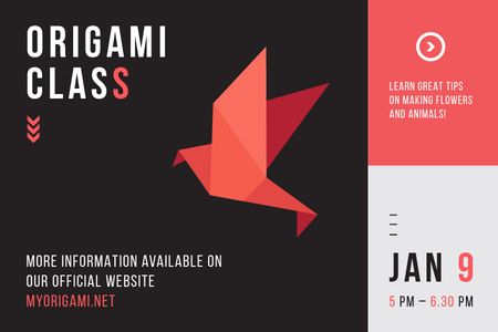 Plantilla de diseño de Origami class Invitation Gift Certificate 