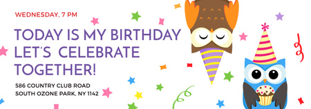 Platilla de diseño Birthday Invitation with Party Owls Tumblr