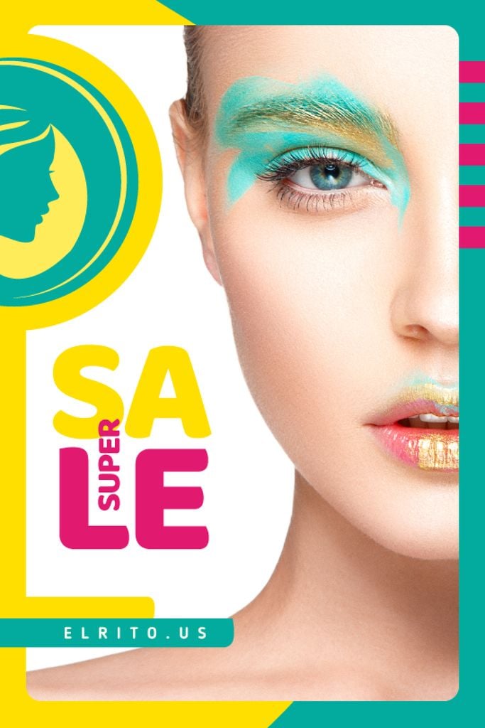 Cosmetics Sale Woman with Creative Makeup Tumblr tervezősablon