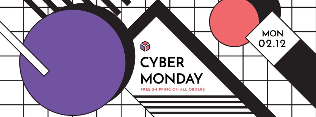 Cyber monday sale Annoucement Facebook coverデザインテンプレート