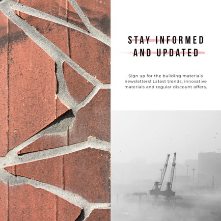 Designvorlage Branchennachrichten mit Kran auf der Baustelle für Instagram AD