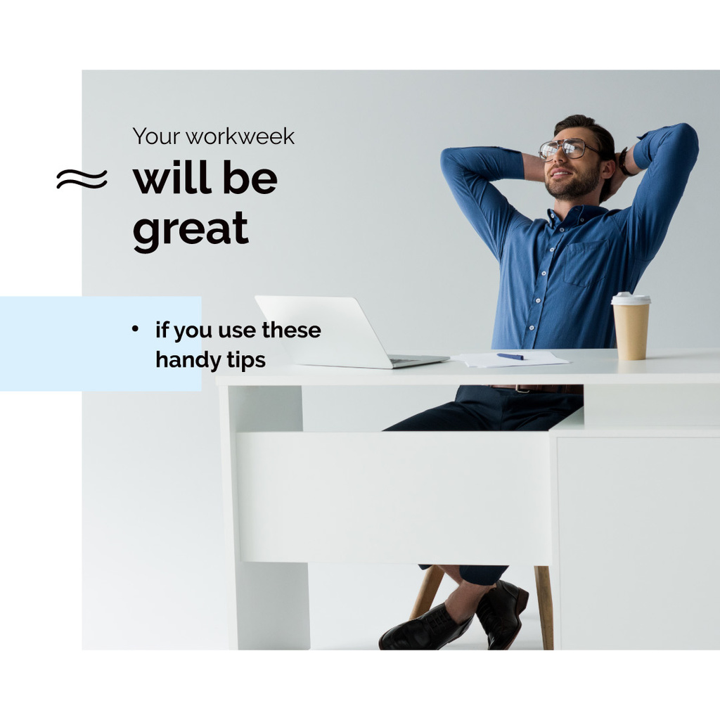 Working Tips with businessman in office Instagram AD – шаблон для дизайну