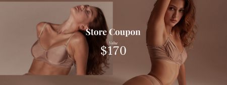 Clothes Offer with Woman in Underwear Coupon Design Template